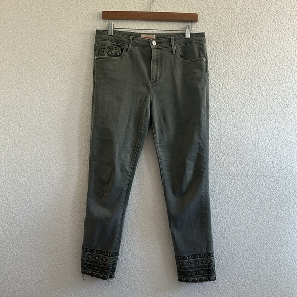 Driftwood Green Embroidered Jackie Jeans - Picture 1 of 7